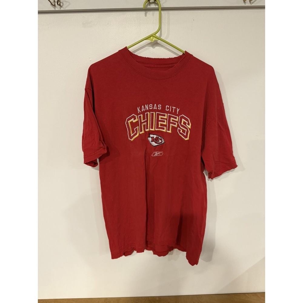 KANSAS CITY CHIEFS Football VINTAGE Red REEBOK Shirt Size ?? NFL THRASHED - BUB